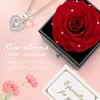 Ewige Rose mit Silberkette, Herzform, rot, 8,8 cm, Geschenk Voir les images du produit
