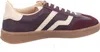 A side view of a burgundy and cream sneaker. Produktbild-Vorschau