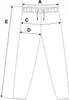 Diagram showing measurements for a pair of pants. Produktbild-Vorschau