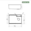 Technical drawing of a sink with dimensions and measurements. Podgląd zdjęcia produktu