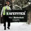 A man in a winter forest wearing safety gear and holding an axe. Produktbild-Vorschau