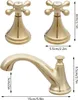 A diagram showing the dimensions of a gold-colored faucet set. Podgląd zdjęcia produktu