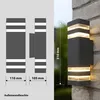 Diagrams and a photograph of an outdoor wall light. Produktbild-Vorschau
