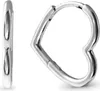 A pair of silver heart-shaped hoop earrings. Voir les images du produit