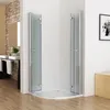 A modern bathroom with a corner shower enclosure. Produktbild-Vorschau