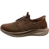 A side view of a brown SKECHERS SLIP-INS SLADE - ZACHARY shoe against a white background. Voir les images du produit