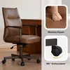 A brown office chair is shown with close-up insets highlighting its features. Náhľad obrázku produktu