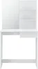 A white vanity table with a mirror and shelves. Produktbild-Vorschau