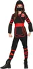 Ninja Kostüm Karneval Schwarz Rot Kapuze Maske Hose, Größe: Produktbild-Vorschau 1