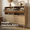 CASABEL Zapatero 4 Puertas Abatibles, Estilo Retro, Madera Vista previa de la imagen del producto 3
