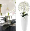 Bílá umělá orchidej kaskádovitá kytice v bílém květináči H Náhled obrázku produktu 2