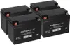 Four black lead-acid batteries are arranged in a group on a white background. Produktbild-Vorschau