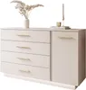 A beige dresser with gold handles, decorated with a vase of dried flowers and books. Náhled obrázku produktu