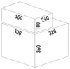 A diagram showing two stacked rectangular boxes with dimensions labeled. Produktbild-Vorschau