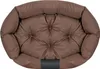 A top-down view of a brown dog bed with tufted cushioning and a dark gray band at the bottom. Anteprima dell’immagine prodotto