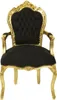 Barockstuhl Barock Stuhl Armlehne Schwarz Gold Stoff Produktbild-Vorschau 1