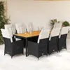 vidaXL 9-dielny záhradný jedálenský set s vankúšmi Black Náhľad obrázku produktu 2