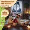 Two children hugging a giant teddy bear in a bedroom at night, with a large moon visible through the window. Anteprima dell’immagine prodotto