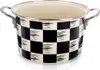 A black and white checkered pot with silver handles. Produktbild-Vorschau