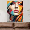 Frauengesicht moderne Kunst Leinwandbild Wandbild Produktbild-Vorschau 3