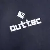 A close-up view of the Outtec logo printed in white on a dark blue fabric. Náhled obrázku produktu