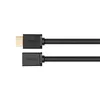 A black HDMI extension cable with gold-plated connectors on a white background. Produktbild-Vorschau
