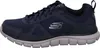 A side view of a navy blue Skechers athletic shoe. Voir les images du produit