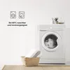 A washing machine and laundry basket with towels, with icons and text indicating washing instructions. Produktbild-Vorschau