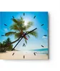 Wanduhr - Quadrat - Glasuhr - Strand Palme Meer - 30x30cm - Produktbild-Vorschau 1