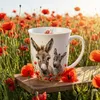 Tasse 10cm Porzellan 0,4L mit Eseln und Mohnblüten Weiß Produktbild-Vorschau 3