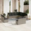 11-tlg. Garten-Sofagarnitur mit Kissen Grau Poly Rattan Produktbild-Vorschau 2