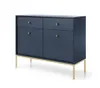 A dark blue cabinet with gold legs and handles, shown against a white background. Podgląd zdjęcia produktu