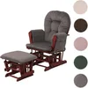 A glider chair and ottoman set with multiple color swatches on the right side. Náhled obrázku produktu