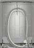 The back of a dishwasher showing the water inlet and drain hoses, and the power cord. Voir les images du produit