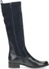 A single blue and black knee-high boot is shown from the side against a white background. Produktbild-Vorschau