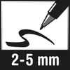 A graphic illustration of a marker pen drawing a curved line, with text indicating the marker's tip size. Anteprima dell’immagine prodotto