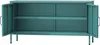 An open teal metal cabinet with two shelves, displayed against a white background. Voir les images du produit