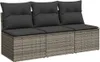 vidaXL Gartensofa mit Kissen 3-Sitzer Grau Poly Rattan Produktbild-Vorschau 4