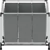 Cesta de ropa con ruedas y 3 compartimentos, color gris Vista previa de la imagen del producto 4