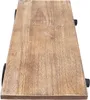 A close-up, angled view of a wooden shelf with black brackets on the sides, set against a white background. Voir les images du produit