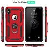 A collage of images showing a red iPhone XS Max case from different angles, including the front with the phone screen on, the back with a ring holder, and the sides and bottom. Produktbild-Vorschau