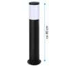 A black outdoor bollard light with a white top, shown against a white background with a height measurement. Produktbild-Vorschau