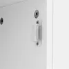 Close-up view of a magnetic cabinet catch and screws on a white surface. Produktbild-Vorschau