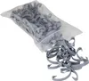 A bag of gray plastic clips spilling out onto a white background. Produktbild-Vorschau