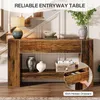 A console table with hidden drawers is shown in a hallway setting with a lamp, vases, and plants. Produktbild-Vorschau