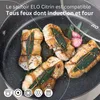A close-up view of food being cooked in a pan, with text overlay describing the product's features. Náhled obrázku produktu
