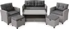 A set of outdoor lounge furniture including a sofa, two chairs, two ottomans, and a coffee table, arranged on a white background. Náhled obrázku produktu