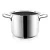 A single stainless steel pot with two handles, shown from a slightly elevated front-side angle on a white background. Podgląd zdjęcia produktu