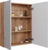An open bathroom cabinet with shelves displaying various toiletries and cosmetic products. Náhled obrázku produktu