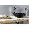 A modern bathroom sink setup with a black basin, chrome faucet, and a small vase of flowers. Anteprima dell’immagine prodotto